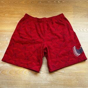 Nike Mens Red and Black Patterned Stars Athletic Fleece Shorts Size XL